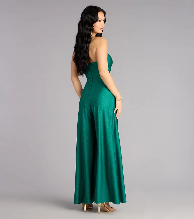 Starlit Satin Strapless Wide-Leg Jumpsuit