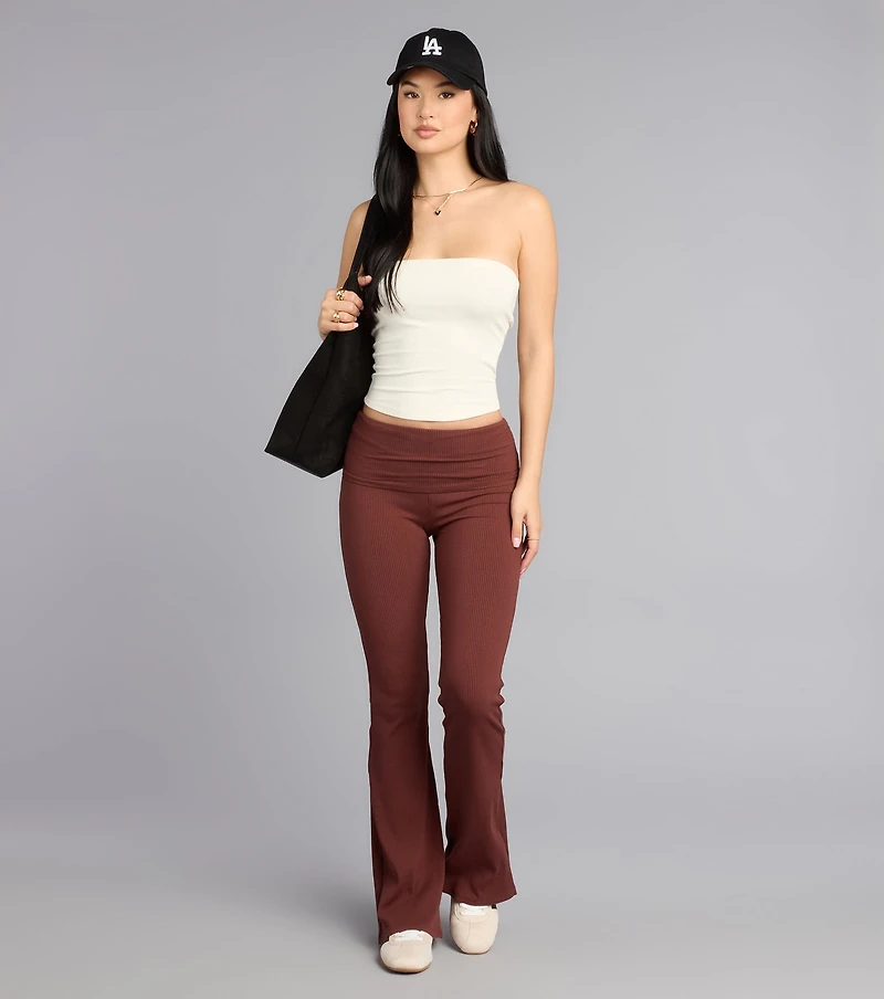 Chill Time Rib Knit Flare Pants