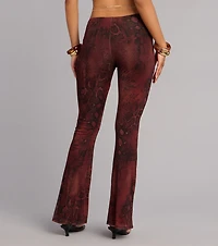 Sleek Moves Snake Print Flare Pants