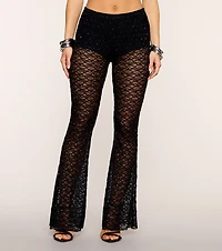 Night Glam Lace Rhinestone Flare Pants