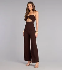 Confident Feel Halter Cutout Wide-Leg Jumpsuit