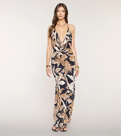 Palm Escape Halter Wide Leg Jumpsuit