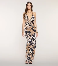 Palm Escape Halter Wide Leg Jumpsuit