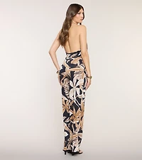 Palm Escape Halter Wide Leg Jumpsuit