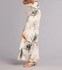 Getaway Mode Tropical Print Wide-Leg Pants