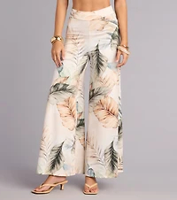 Getaway Mode Tropical Print Wide-Leg Pants