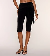 Checked Tie-Waist Capri Pants
