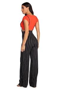 Poised Pinstripes Suspender Pants