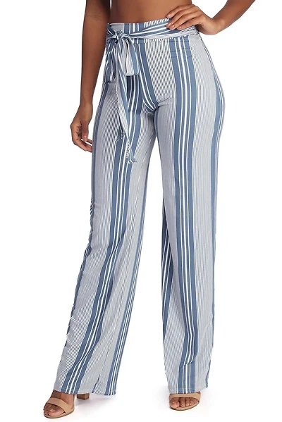 Tied To Stripes High Waist Pants