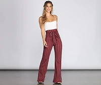 High Waist Striped Trousers