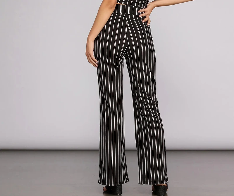 Sleek Stripes High Waist Pants