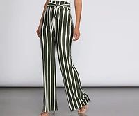 Chic Striped Tie Waist Pants