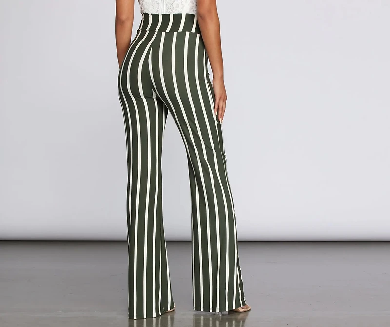 Chic Striped Tie Waist Pants