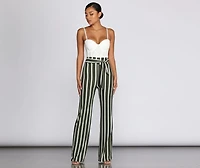 Chic Striped Tie Waist Pants
