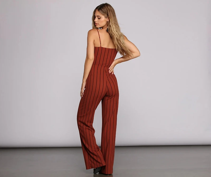 Zero Keyhole Striped Jumpsuit