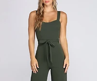 Such A Sweetheart Tie Waist Jumpsuit