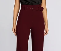 High Waist Belted Straight Leg Pants