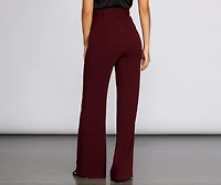 High Waist Belted Straight Leg Pants