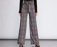 Paper Bag High Waist Plaid Trousers