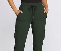 High Waist Knit Cargo Joggers