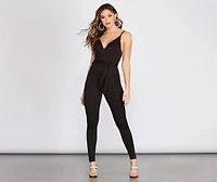 Surplice Tie Front Jumpsuit