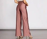 High Rise Tie Waist Straight Leg Pants