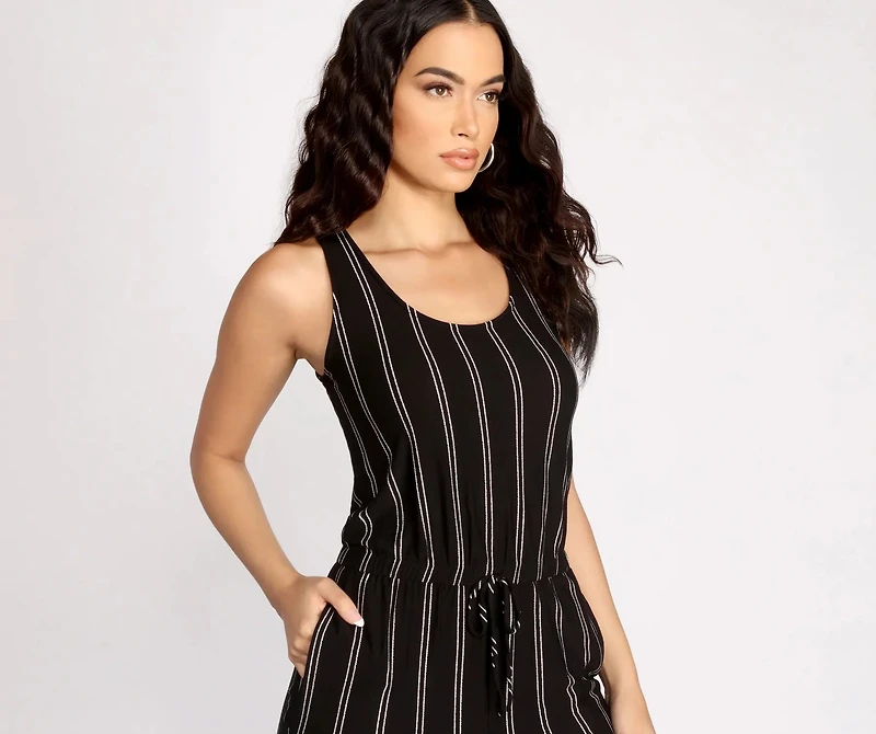 Stripe Decision Sleeveless Jumpsuit