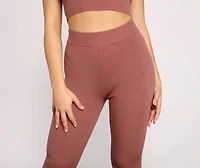 Keeping Knit Casual High Waist Leggings