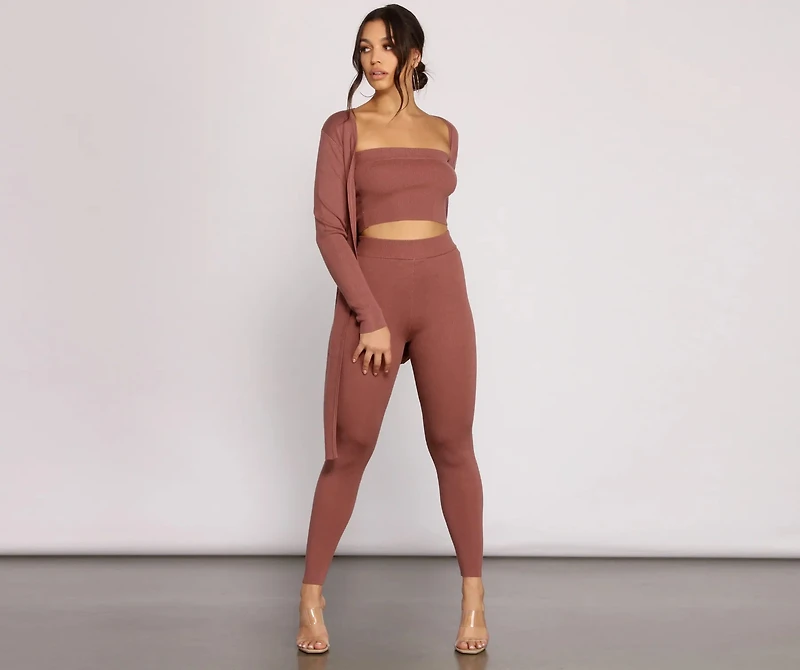 Keeping Knit Casual High Waist Leggings