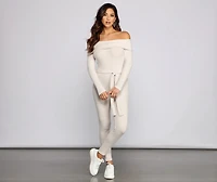 Comfy-Chic Off The Shoulder Catsuit