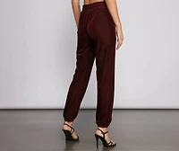 Luxe Velvet High Rise Joggers