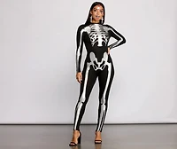 Sultry Skeleton Babe Knit Catsuit