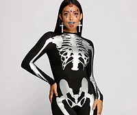 Sultry Skeleton Babe Knit Catsuit
