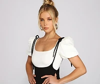 Sassy Style Suspender Wide-Leg Pants