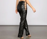 Chain Chic High Waist Faux Leather Pants