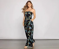 Island Vibes Floral Strapless Jumpsuit