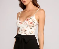 Pop Of Floral Tie-Front Catsuit