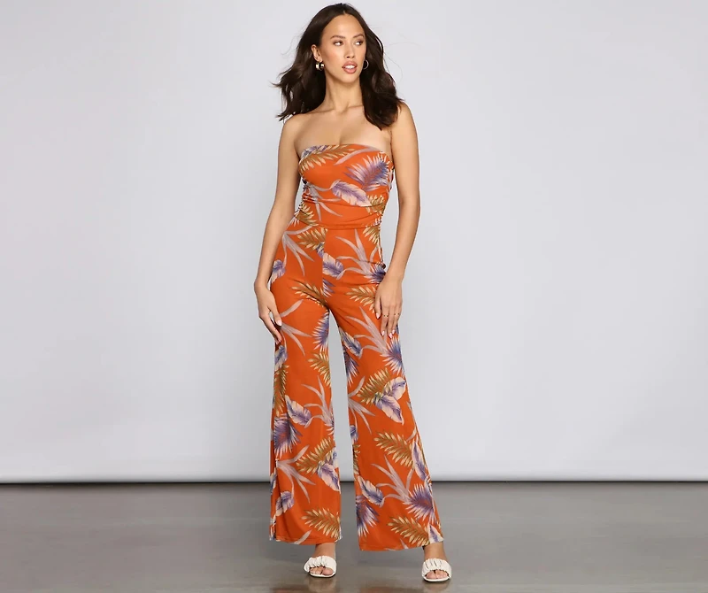 Budding Romance Strapless Floral Jumpsuit