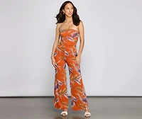 Budding Romance Strapless Floral Jumpsuit