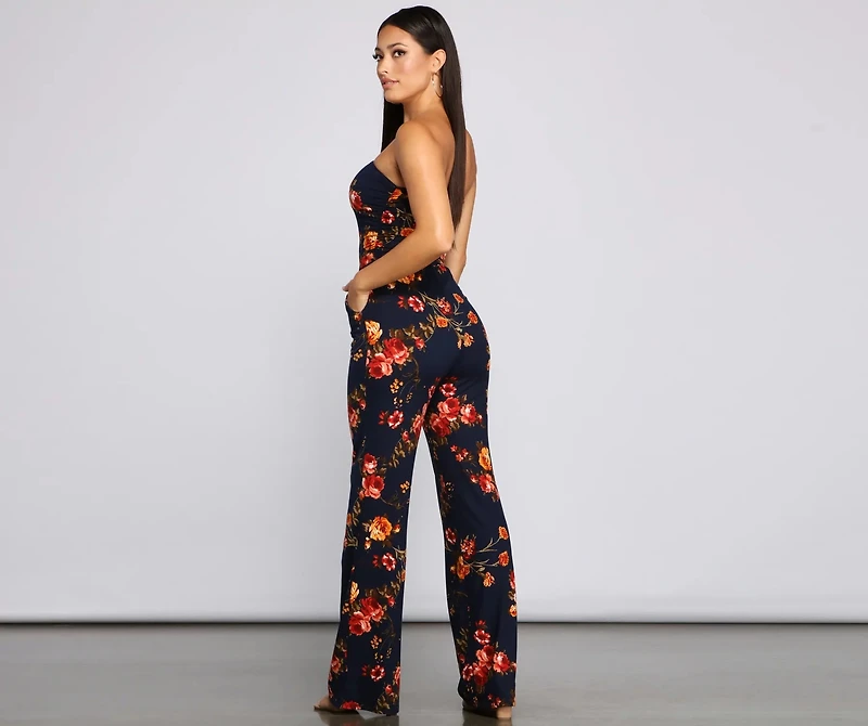 Medallion Marvel Strapless Jumpsuit