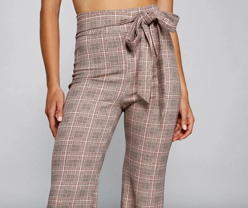 So Chic High Waist Plaid Flared Pants