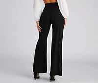 Pretty Preppy Twill Wide Leg Pants