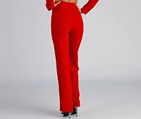 High Waist Flared Crepe Pants
