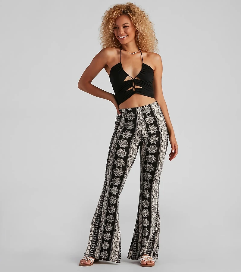 Elephant Print Bohemian Flare Pants