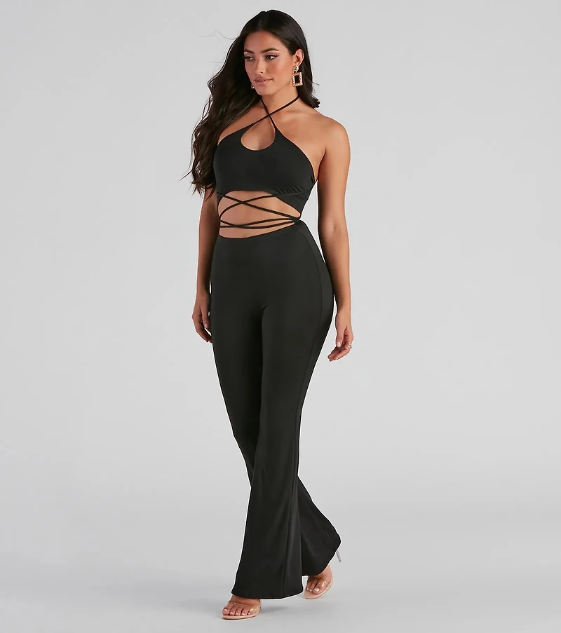 So Fab Halter Strappy Knit Jumpsuit