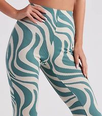 Flirty Retro Babe Swirl Print Flare Pants