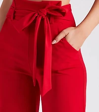Workwear Chic Paperbag Wide-Leg Pants