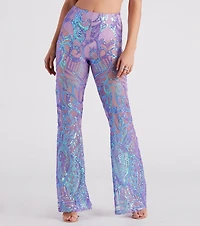 Glitzy Night Out Sequin Flare Pants