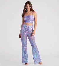 Glitzy Night Out Sequin Flare Pants