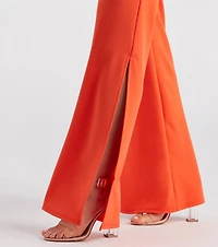 Slit Decision Crepe High-Rise Pants